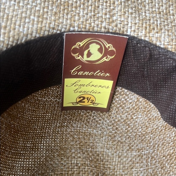 Vintage Sombreros Canotier Straw Boater Skimmer Hat w/ Brown Ribbon Sz Small - Picture 3 of 10